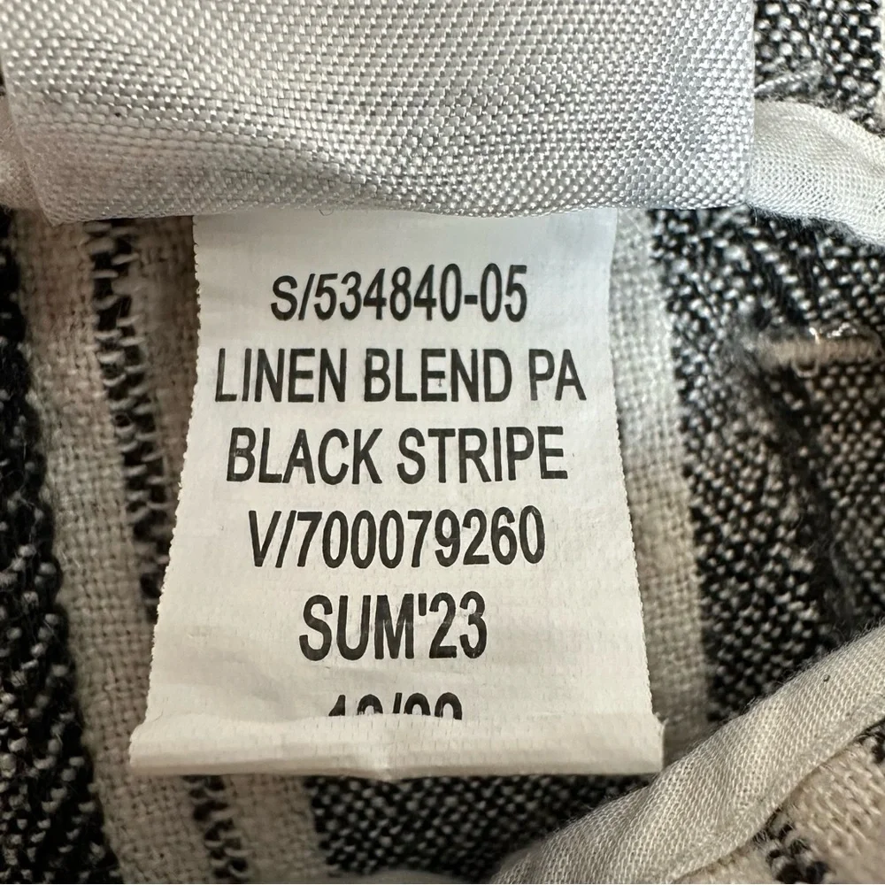 Banana Republic Linen Blend Paperbag Pants in Black Stripes Size 2